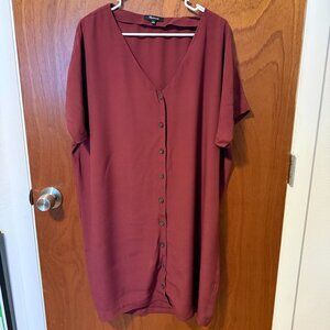 Madewell Button-Front Easy Dress Burgundy Size Medium